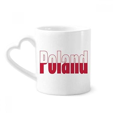 Imagem de Caneca com nome da bandeira do país da Polônia Caneca de café cerâmica copo de coração de vidro