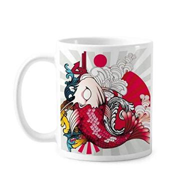 Imagem de Art Fish Koi Caneca com estampa japonesa cerâmica café xícara de porcelana louça