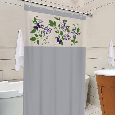 Imagem de Cortina Para Box Banheiro Com Visor Avenca Com Gancho Anti Mofo Resistente Alta Qualidade Pvc Diversas Cores