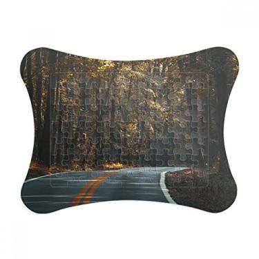 Imagem de Moldura de quebra-cabeça escura para decoração de quadro, grama, floresta, viagem, outono