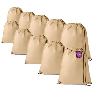 Imagem de Kit 10x Mochilas tipo Saco Gym Sack em TNT Premium 33x40cm Marino TopGet
