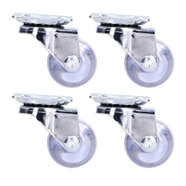 Imagem de Rodízios Giratórios Rodas Giratórias de 1,7 Conjunto de 4 Rodízios para Serviço Pesado Com Freio Sem Ruído Rodas de Travamento Com Rodízios de Placa de Poliuretano (PU)