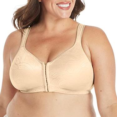 Imagem de Playtex Sutiã feminino 18 horas fechamento frontal sem aro suporte para costas postura cobertura total USE525, Bege claro, 40C