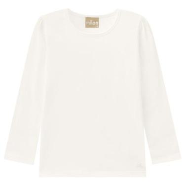 Imagem de Blusa Infantil Feminina Manga Longa Milon Em Cotton Off White