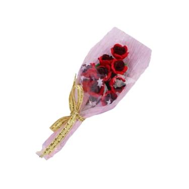 Imagem de HEMOTON 1 Unidade Buquê De Boneca Mini Flores De Simulação De Casa De Boneca Mini Decoração De Flores Brinquedo Mini Buquê Modelo De Flor Vermelho Resina Flor Artificial Ob11 Miniatura