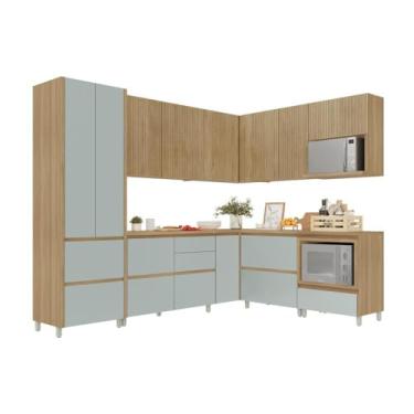 Imagem de Cozinha Completa 100% Mdf 9 Peças Nesher Rainha Marrom Verde