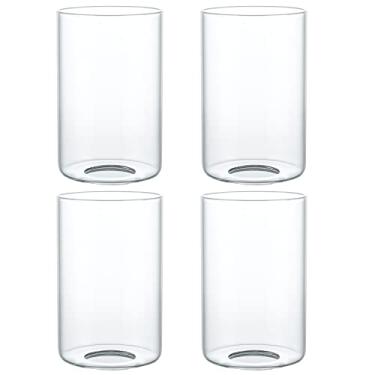 Imagem de Skelang Abajur de vidro transparente sem lábios, capa de luz cilíndrica com abertura ajustada, substituição para lustre, luminária de banheiro, pingente, 4 peças