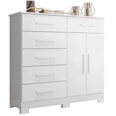 Imagem de Cômoda Xangai 6 Gavetas 2 Portas Albatroz Cor Branco