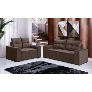 Imagem de Conjunto Sofá de Veludo 3 e 2 lugares ESTILO ESTOFADOS Las Vegas 2,00x1,50m "Marrom"