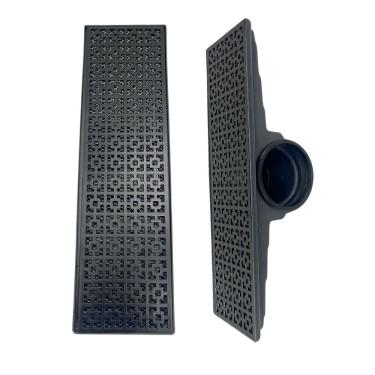 Imagem de Ralo de Alumínio 15X50 desenho Dubai com Coletor Saída Lateral Tubo 100mm