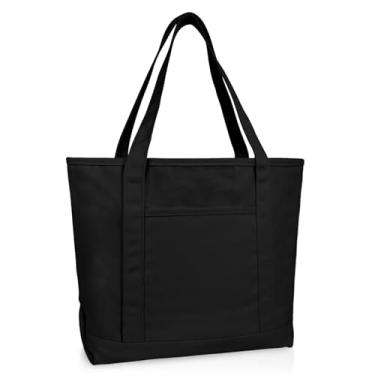 Imagem de DALIX feminino 58,42 cm Deluxe 680 g Bolsa de lona de algodão com zíper, Preto, Large