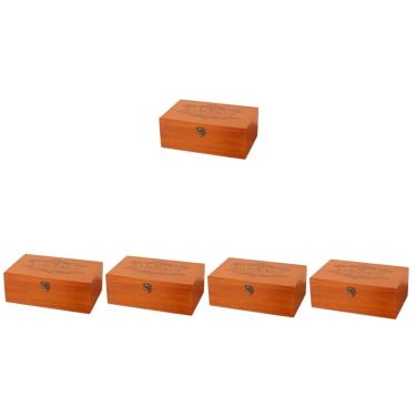 Imagem de 5 peças caixa de armazenamento de madeira estojo de joias vintage organizador de joias estojo de presentes de madeira baú de tesouro retrô estojo de bugigangas cofrinho de madeira suporte de joias de