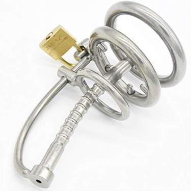 Imagem de Gaiola de pênis Gaiola de castidade Anéis penianos para homens Cinto de castidade Material de aço inoxidável com anel totalmente ajustável(40mm)