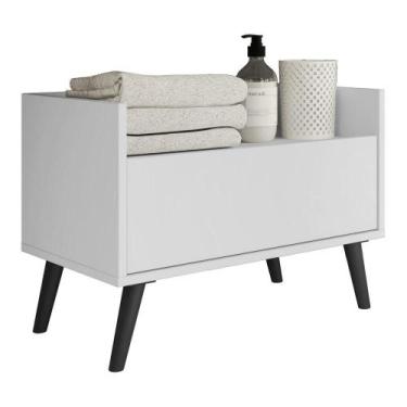 Imagem de Gabinete Armário Banheiro 60cm Retrô Multimóveis V3624, Branco/Preto