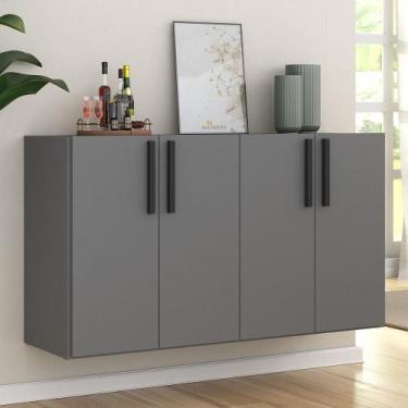 Imagem de Aparador Buffet 4 Portas Suspenso Viena Multimóveis Grafite/Preto