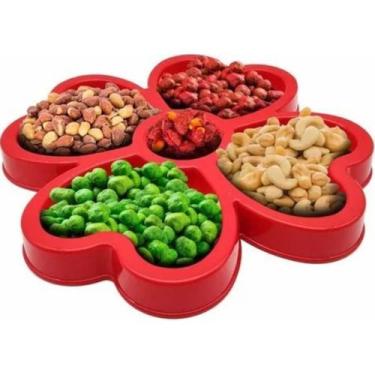 Imagem de Petisqueira C/ 5 Divisórias Fondue Petisco Aperitivo Vermelho - Keita