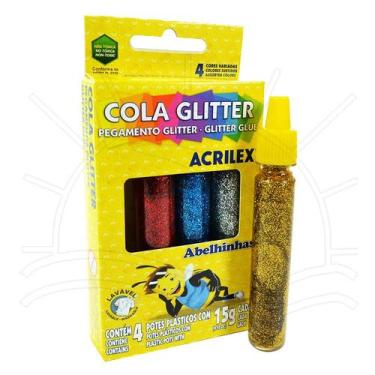 Imagem de Cola glitter acrilex 15G caixa c/ 4 cores