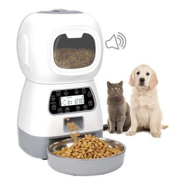 Imagem de Comedouro Pet Automático Alimentador Cães Gatos Ração Inox - mmcomerci