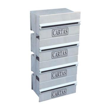 Imagem de Caixa Correio Condomínio Detrás Para Muro Inox 4 Módulos - Ouro Minas