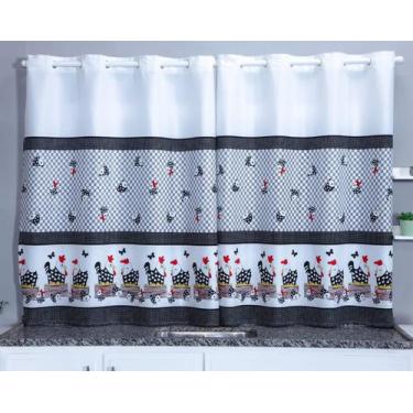 Imagem de Cortina para Decoração de Cozinha Copa Sala de Jantar Oxford Estampada