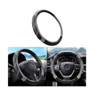 Imagem de Mandark Capa de volante de carro, protetor de volante de couro esportivo elástico, antiderrapante, macio, acolchoado, acessórios de proteção interior automotiva, ajuste universal de 35 a 38 cm (cinza)