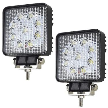 Imagem de JEEFHO Barra de luz quadrada de LED, 2 peças, 10,9 cm, 27 W, 10000 lm, haste de holofote off-road, neblina, condução, barra, para-choques para caminhão, equipamentos, veículos, captador UTV, ATV,