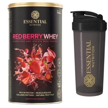 Imagem de Red Berry Whey Protein Isolado e Hidrolisado - Sabor Frutas Vermelhas - Essential Nutrition - 15 Doses + Coqueteleira oficial