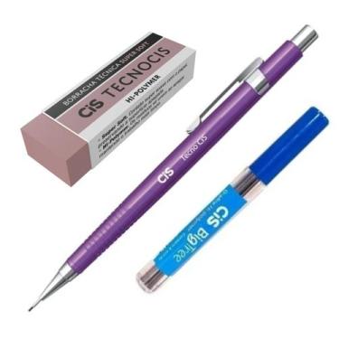 Imagem de Kit Lapiseira TecnoCis 0.5 Roxa+Grafite+Borracha Tecno Rosa
