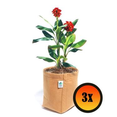 Imagem de 3 Vasos De Feltro De Plantas 11 Litros - King Pot, Caramelo