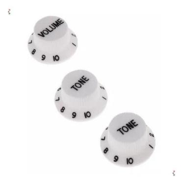 Imagem de Kit 3 Knob Volume Guitarra Stratocaster Branco / Preto - Dolphin