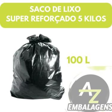 Imagem de Saco de Lixo Preto 100 Litros - Super Reforçado (5kg) - AZ, 100 litros