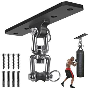 Imagem de Kipika Gancho de saco pesado – Suporte de gancho de aço resistente para saco de pancadas, rotação de 360°, suporte de gancho de viga de madeira para boxe, kickboxing, muay thai e equipamentos de