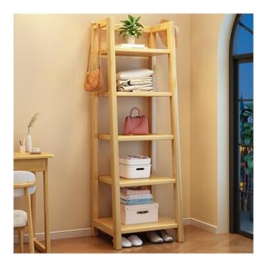Imagem de Estante de armazenamento trapezoidal de madeira, prateleira de escada de 5 camadas, estante aberta independente de 170 cm, prateleira de armazenamento de banheiro, suporte de plantas para escritório