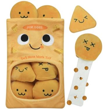 Imagem de WELOMELO Quebra-cabeça interativo para cães para tédio e estimulação, brinquedos para cães que rangem enrugados para cães pequenos, médios e grandes, brinquedos de rapé, brinquedo de batata frita