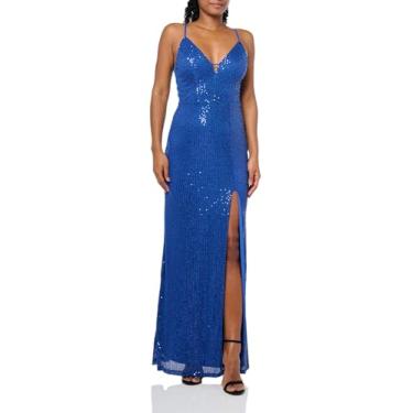 Imagem de Speechless Vestido de festa feminino sem mangas maxi com tiras e lantejoulas, Azul royal, 1