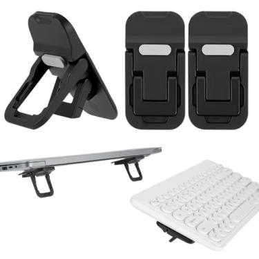 Imagem de Mabor 2 peças de elevação de teclado portátil, suporte dobrável para laptop, mini suporte de teclado de computador para mesa, pés de elevação de teclado autoadesivos para a maioria dos teclados, preto