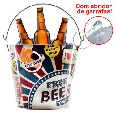 Imagem de Balde De Gelo Para Cerveja Estampado Em Metal Galvanizado 4,8 Litros