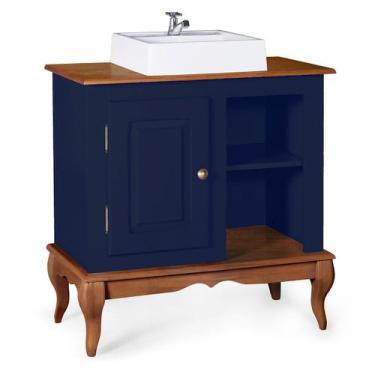 Imagem de Gabinete para Banheiro 1 Porta com Cuba Dália 3051 Linz Móveis, Azul P