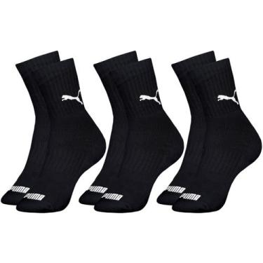 Imagem de Kit com 3 Pares de Meias Puma Modelo Cano Médio Lisa Básica Esportiva 