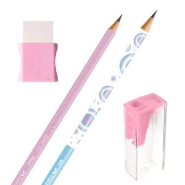 Imagem de Kit Escolar 4 Itens Lápis Borracha Apontador Faber Castell - Faber-Cas