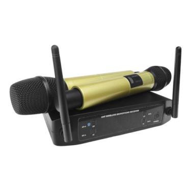 Imagem de Microfone Duplo Sem Fio Profissional LS916 Champanhe - Leson