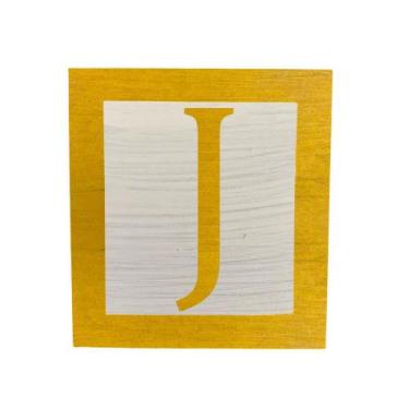 Imagem de Cubo Branco Letra Amarela com Aplique Festa Chá de Bebê Decoração 8x8x