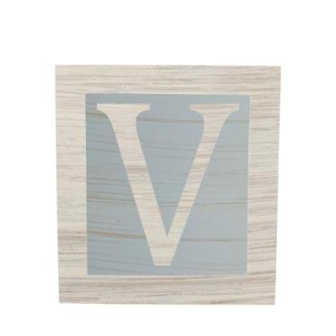 Imagem de Cubo Azul Letra Branca com Aplique Festa Chá de Bebê Decoração 8x8x8 C