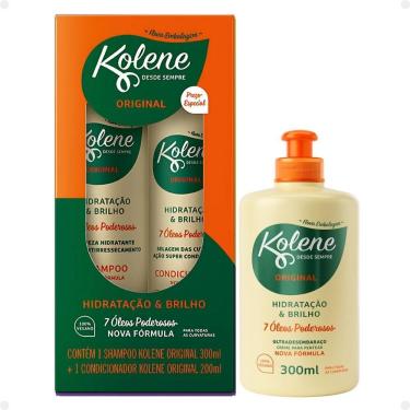 Imagem de Kit Kolene Hidratação e Brilho: Shampoo 300ml e Condicionador 200ml + Creme para Pentear 300ml