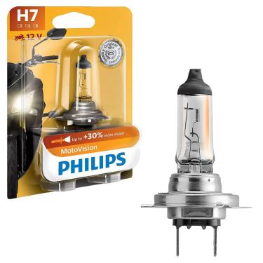 Imagem de Lâmpada Farol MotoVision H7 30% Mais Iluminação 12V 55W Philips 12972MVB1