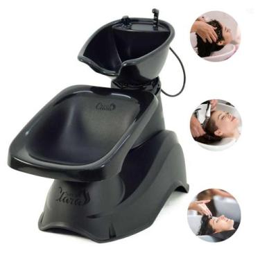 Imagem de lavatorio p/ salão grande ágata preto c/ acento profissional - SANTA C