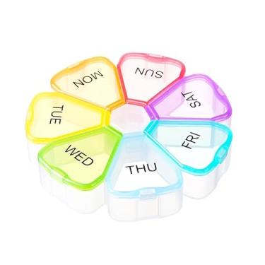 Imagem de Wopanxye Organizador semanal de pílulas, adequado para artrite, livre de BPA, caixa de comprimidos diária de 7 dias, com compartimento grande, lembrete para guardar óleo de fígado de bacalhau, DHA,