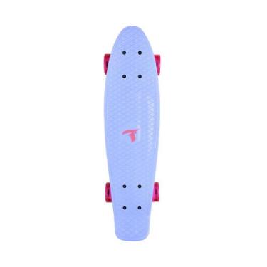 Imagem de Skate Traxart Mini Cruiser Azul Com Rodas de Led 59 mm
