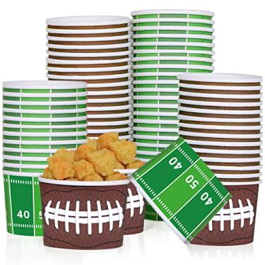 Imagem de Tigelas de lanche de festa de futebol descartáveis 255 g bola de futebol chili tigela de servir copos de papel balde para dia de jogo Super Bowl eventos esportivos comida festa de aniversário