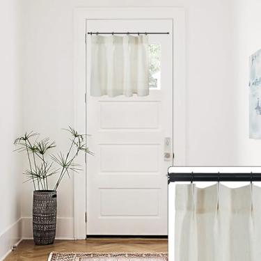 Imagem de Cortinas de café para janela de cozinha sobre pia, cortinas plissadas de linho transparente para janelas pequenas, 50 cm de comprimento